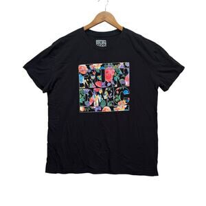 Run DMC Black Floral Logo 90s Hip Hop Rap NY Street Tee T-Shirt XL